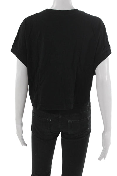 Agolde Womens Basic Black Organic Cotton Crew Neck Short Sleeve T-Shirt Size M