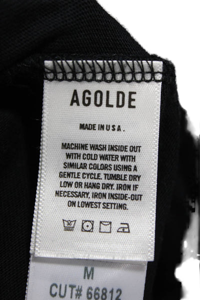 Agolde Womens Basic Black Organic Cotton Crew Neck Short Sleeve T-Shirt Size M