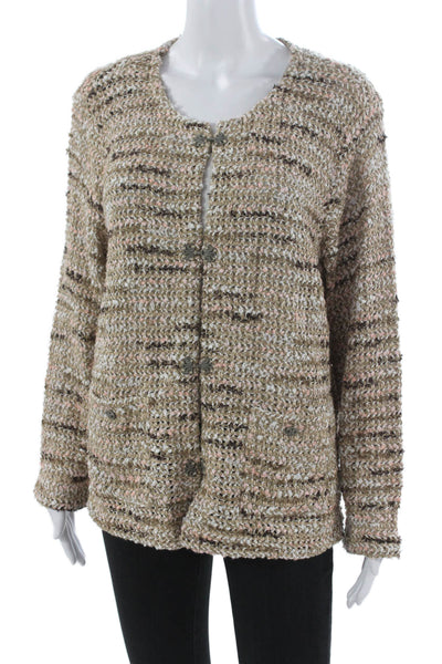 Nic + Zoe Womens Cardigan Multicolor Long Sleeve Round Neck Size XL