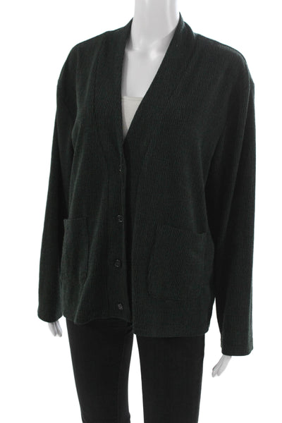 Line Women Cardigan Green Collared Button Long Sleeve Polyester Blend Size S