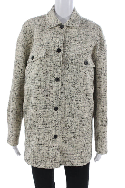 Babaton Womens Basic Jacket Ivory Tweed Button Long Sleeve Size 2