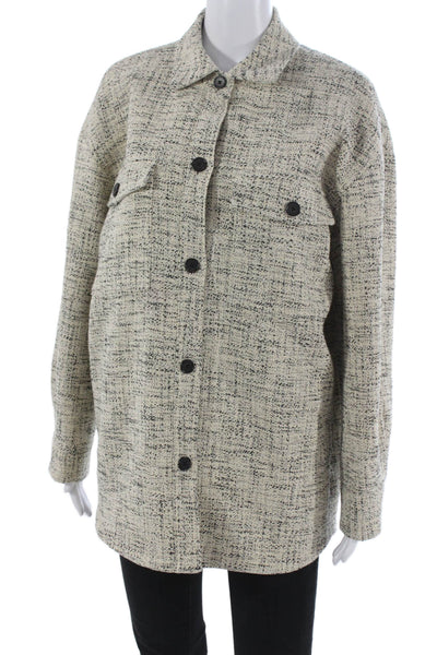 Babaton Womens Basic Jacket Ivory Tweed Button Long Sleeve Size 2