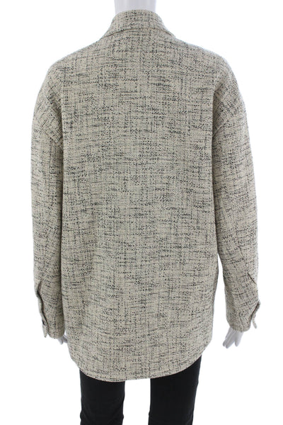 Babaton Womens Basic Jacket Ivory Tweed Button Long Sleeve Size 2