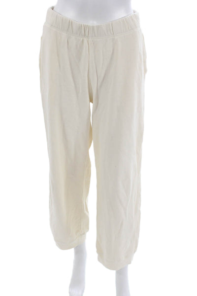 Mate Womens Sweatpants Ivory Organic Cotton Pull On 25in Inseam Size M