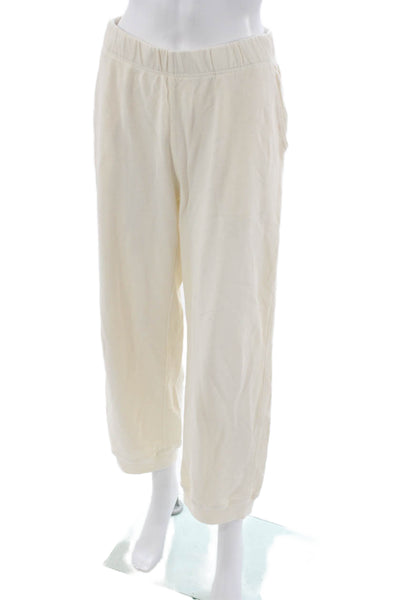 Mate Womens Sweatpants Ivory Organic Cotton Pull On 25in Inseam Size M