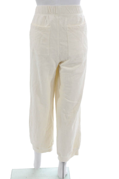 Mate Womens Sweatpants Ivory Organic Cotton Pull On 25in Inseam Size M