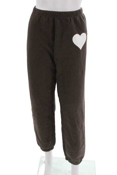SPRWMN Womens Sweatpants Brown Cotton Pull On Size L