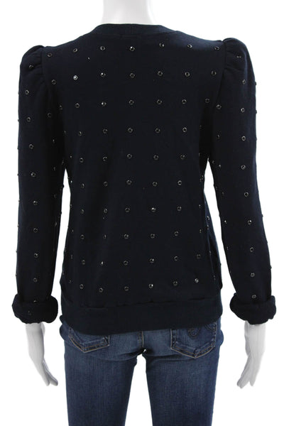 ALC Womens Pullover Cotton Crew Neck Solid Blue Long Sleeve Sweatshirt Size XS