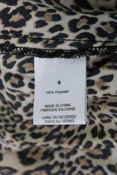 Ronny Kobo Women Wrap Blouse Brown Animal Print V-Neck Long Sleeve Size S