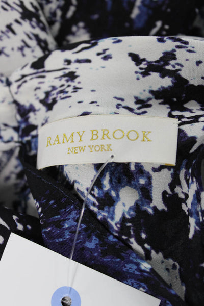 Ramy Brook Women Blouse Silk Halter Abstract Sleeveless Black Size XS