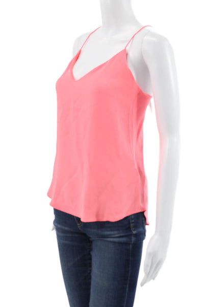 J Crew Women Silk V-Neck Tank Sleeveless Pink Size 00