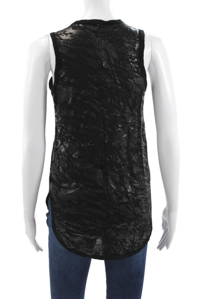 Rag & Bone Womens Black Geometric Viscose Round Neck Basic Tank Size XS