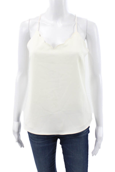 J Crew Women V-Neck Tank Ivory Polyester Sleeveless Size 0