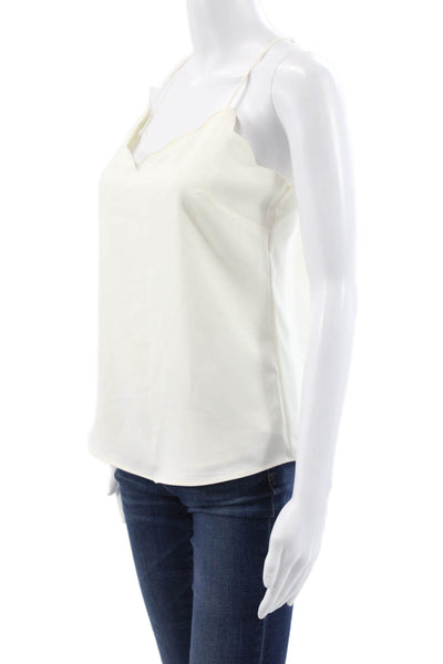 J Crew Women V-Neck Tank Ivory Polyester Sleeveless Size 0