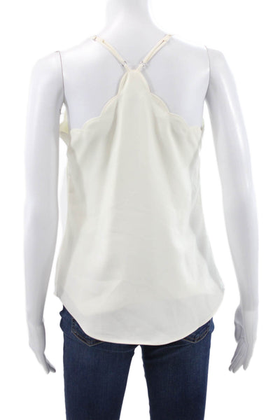 J Crew Women V-Neck Tank Ivory Polyester Sleeveless Size 0