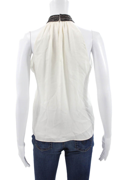 Ramy Brook Women Silk Halter Sleeveless Basic Blouse White Size 2XS