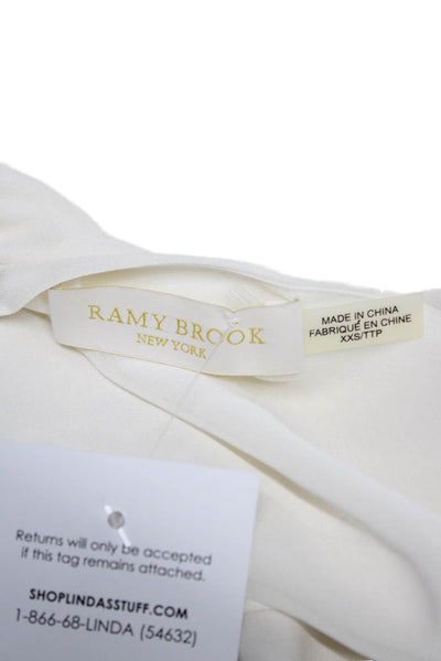 Ramy Brook Women Silk Halter Sleeveless Basic Blouse White Size 2XS