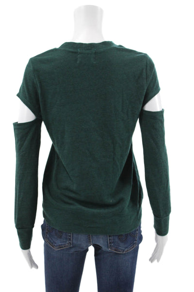 Monrow Women Pullover Sweatshirt Green Crewneck Polyester Long Sleeve Size XS