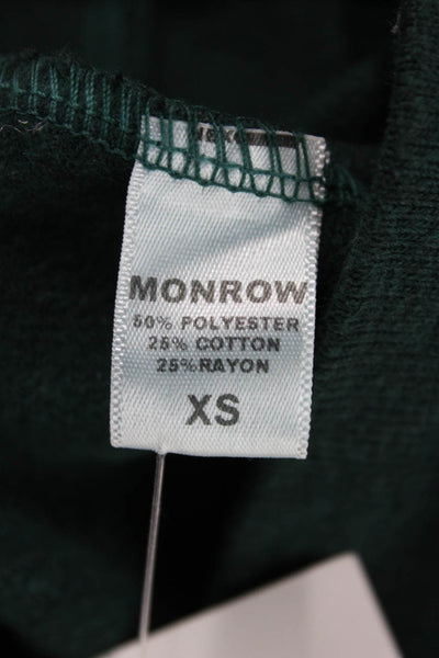 Monrow Women Pullover Sweatshirt Green Crewneck Polyester Long Sleeve Size XS