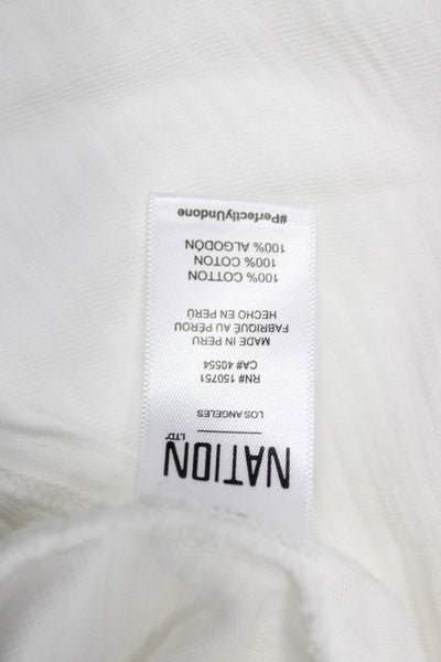 Nation LTD Womens Basic White Cotton Long Sleeve T-Shirt Round Neck Size XS