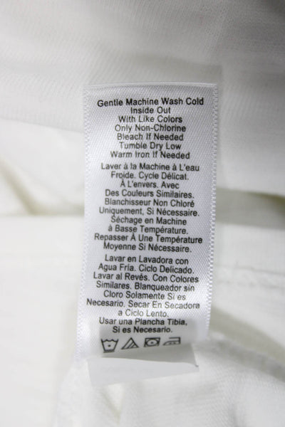 Nation LTD Womens Basic White Cotton Long Sleeve T-Shirt Round Neck Size XS