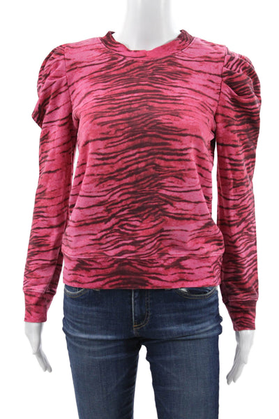 Pam & Gela Women Pink Animal Print Pullover Sweatshirt Size PP