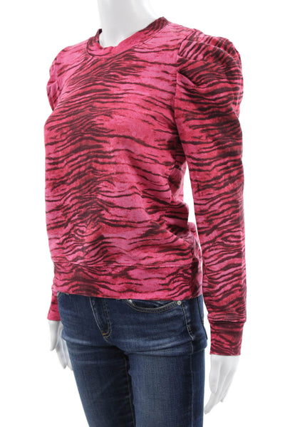 Pam & Gela Women Pink Animal Print Pullover Sweatshirt Size PP