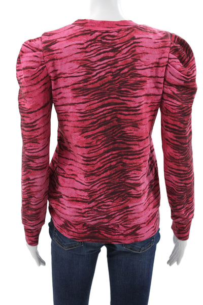 Pam & Gela Women Pink Animal Print Pullover Sweatshirt Size PP