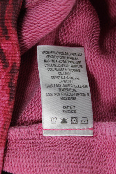 Pam & Gela Women Pink Animal Print Pullover Sweatshirt Size PP
