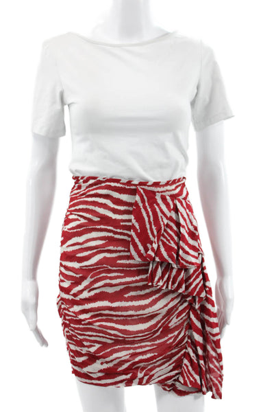 Etoile Isabel Marant Womens Red Animal Print Viscose Wrap Skirt Short Size 36