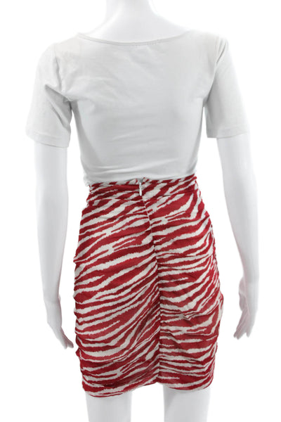 Etoile Isabel Marant Womens Red Animal Print Viscose Wrap Skirt Short Size 36