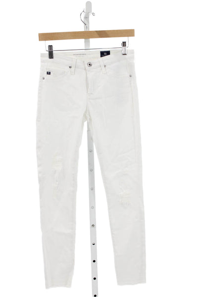AG Adriano Goldschmied Womens Ankle Jeans White Cotton Low Rise Size 25