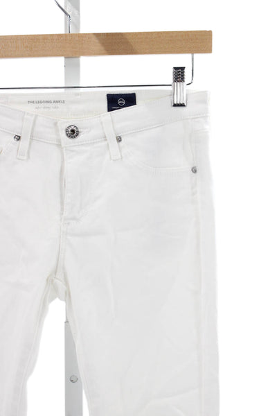 AG Adriano Goldschmied Womens Ankle Jeans White Cotton Low Rise Size 25