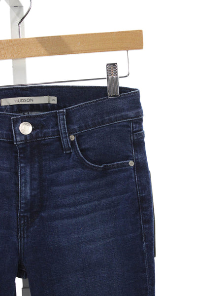 Hudson Womens Flared Jeans Blue Low Rise Cotton Blend Inseam 28 Size 25