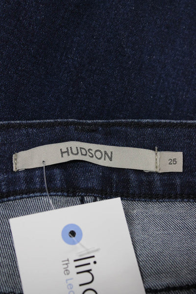 Hudson Womens Flared Jeans Blue Low Rise Cotton Blend Inseam 28 Size 25