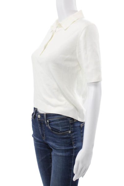 Uniqlo Womens Basic Collared Polo Short Sleeve White Cotton Modal Size S