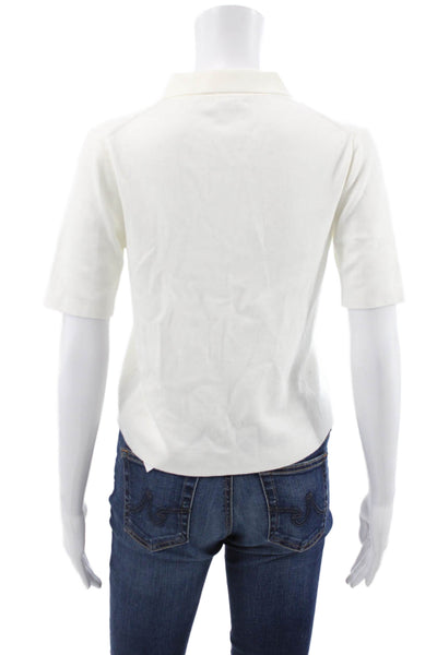 Uniqlo Womens Basic Collared Polo Short Sleeve White Cotton Modal Size S