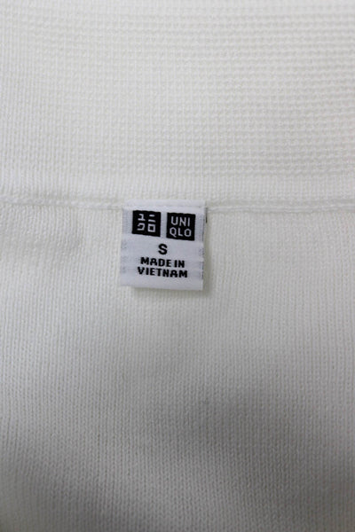 Uniqlo Womens Basic Collared Polo Short Sleeve White Cotton Modal Size S