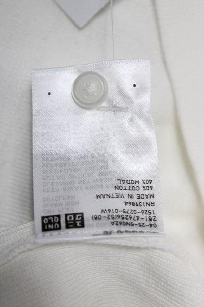 Uniqlo Womens Basic Collared Polo Short Sleeve White Cotton Modal Size S