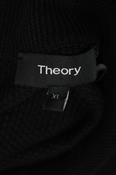 Theory Mens Black Full Zip Ribbed Knit Mock Neck Long Sleeve Sweater Size XL