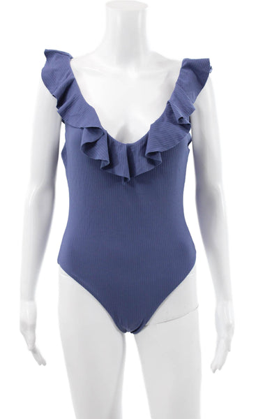 Eberjey Womens Blue One Piece Swimsuit Polyamide Solid Size M