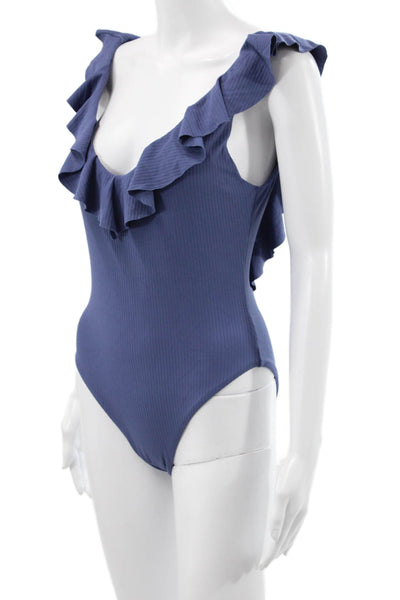 Eberjey Womens Blue One Piece Swimsuit Polyamide Solid Size M
