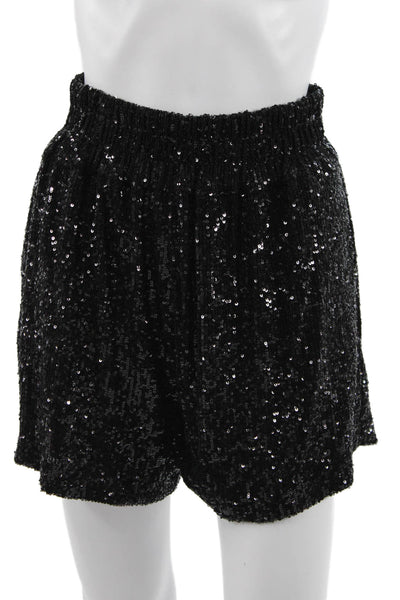 Generation Love Women Casual Black Polyester Pull On Solid Fall Shorts Size S