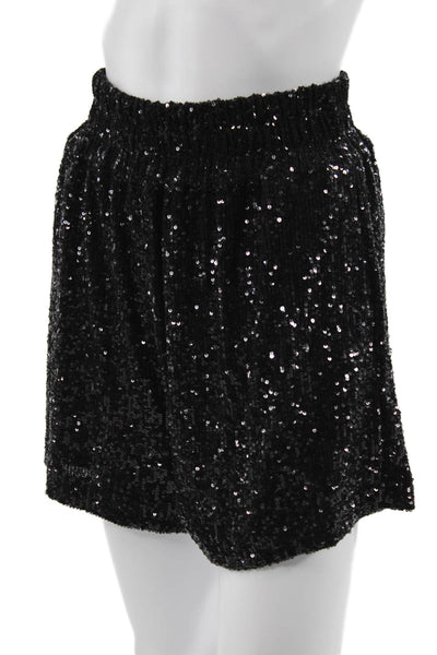 Generation Love Women Casual Black Polyester Pull On Solid Fall Shorts Size S