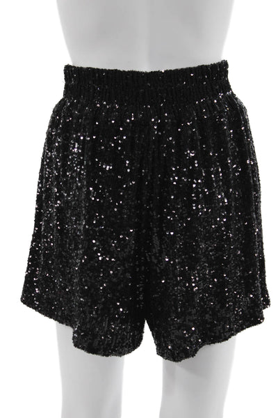 Generation Love Women Casual Black Polyester Pull On Solid Fall Shorts Size S