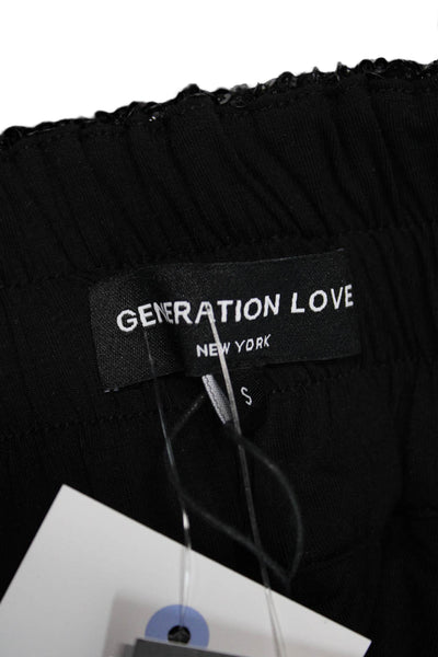 Generation Love Women Casual Black Polyester Pull On Solid Fall Shorts Size S