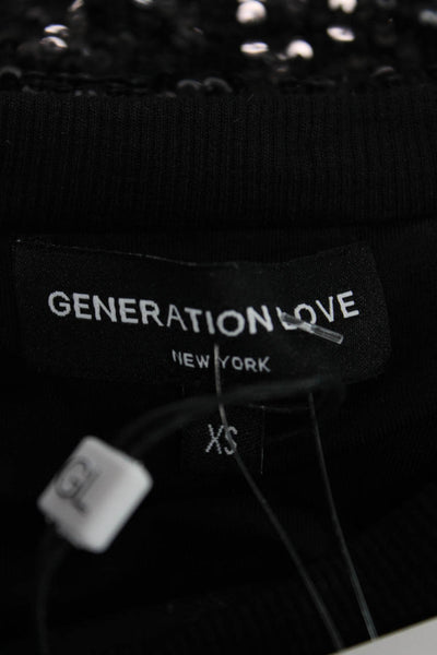 Generation Love Women Black Crew Neck Short Sleeve Blouse Polyester Size XS