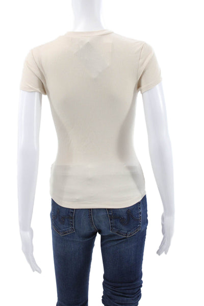 LNA Women Basic Crew Neck Short Sleeve T-Shirt Beige 95% Rayon Size XS