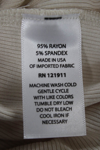 LNA Women Basic Crew Neck Short Sleeve T-Shirt Beige 95% Rayon Size XS