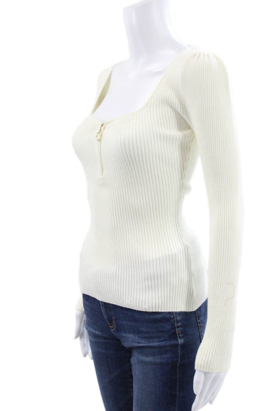 Generation Love Womens Square Neck Long Sleeve Blouse Ivory Size XS